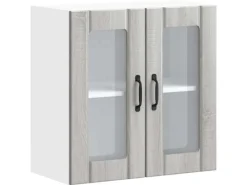 vidaXL Küchen-Hängeschrank mit Glastür Lucca Grau Sonoma Holzwerkstoff 853913< Küchenschränke
