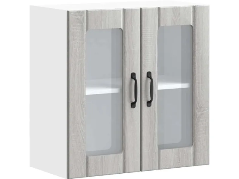 vidaXL Küchen-Hängeschrank mit Glastür Lucca Grau Sonoma Holzwerkstoff 853913< Küchenschränke