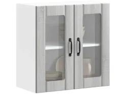 vidaXL Küchen-Hängeschrank mit Glastür Lucca Grau Sonoma Holzwerkstoff 853913< Küchenschränke