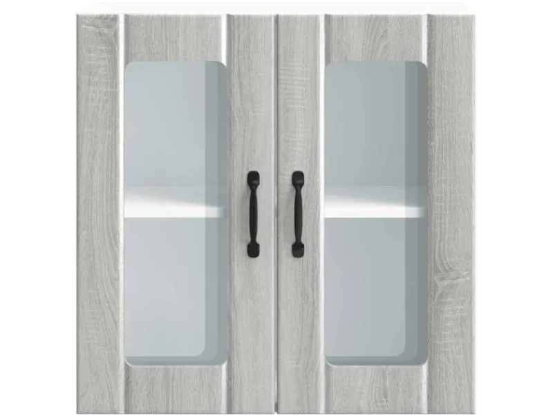 vidaXL Küchen-Hängeschrank mit Glastür Lucca Grau Sonoma Holzwerkstoff 853913< Küchenschränke