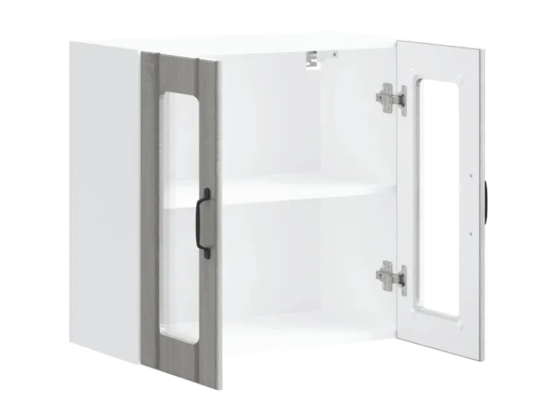 vidaXL Küchen-Hängeschrank mit Glastür Lucca Grau Sonoma Holzwerkstoff 853913< Küchenschränke