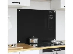 vidaXL Küchenrückwand 80 x 60 cm Gehärtetes Glas 42018037 Schwarz