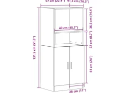 New vidaXL Küchenschrank Artisan-Eiche 57x41,5x131,5 cm Holzwerkstoff 860129 Eiche Handbeschlagen