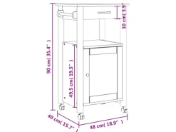 vidaXL Küchenwagen MONZA 48x40x90 cm Massivholz Kiefer Modell 9< Servierwagen|Küchenschränke