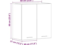 vidaXL Küchenwandschrank Betongrau 60x31x60 cm Holzwerkstoff 861228< Küchenschränke