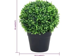 vidaXL Künstliche Buchsbäume 2 Stk mit Topf Kugelform Grün 32 cm< Töpfe