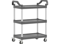 vidaXL Rollwagen mit 3 Etagen Grau 81x41x92 cm Aluminium
