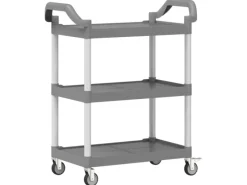 vidaXL Rollwagen mit 3 Etagen Grau 81x41x92 cm Aluminium