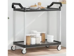 Best vidaXL Rollwagen mit 2 Etagen Schwarz 99x50x97 cm Aluminium