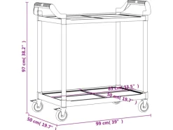 Best vidaXL Rollwagen mit 2 Etagen Schwarz 99x50x97 cm Aluminium