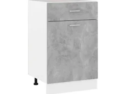 vidaXL Schubunterschrank Betongrau 50x46x81,5 cm Holzwerkstoff< Küchenschränke