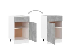 vidaXL Schubunterschrank Betongrau 50x46x81,5 cm Holzwerkstoff< Küchenschränke