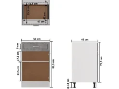 vidaXL Schubunterschrank Betongrau 50x46x81,5 cm Holzwerkstoff< Küchenschränke
