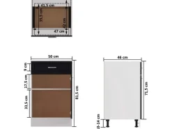 Küchenschränke<vidaXL Schubunterschrank Schwarz 50x46x81,5 cm Holzwerkstoff