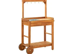 Servierwagen|Schneidebretter<vidaXL Servierwagen Akazienolz Massiv 92 x 43,5 x 141,5 cm