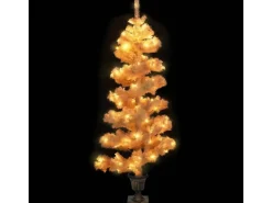 vidaXL Spiral-Weihnachtsbaum mit Topf und LEDs Weiß 120 cm PVC< Töpfe