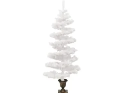 vidaXL Spiral-Weihnachtsbaum mit Topf und LEDs Weiß 120 cm PVC< Töpfe