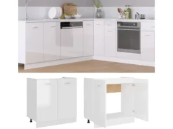 Küchenschränke<vidaXL Spülenunterschrank Hochglanz-Weiß 80x46x81,5 cm Holzwerkstoff