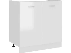 Küchenschränke<vidaXL Spülenunterschrank Hochglanz-Weiß 80x46x81,5 cm Holzwerkstoff
