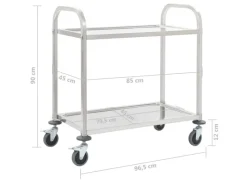 vidaXL 2-Stufiger Servierwagen 96,5 x 55 x 90 cm Edelstahl< Servierwagen