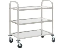 Servierwagen<vidaXL 3-Stufiger Servierwagen 96,5 x 55 x 90 cm Edelstahl