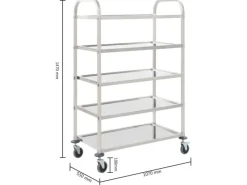 vidaXL 5-Stufiger Servierwagen 107 x 55 x 147 cm Edelstahl< Servierwagen
