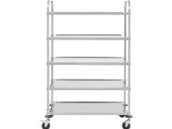 vidaXL 5-Stufiger Servierwagen 107 x 55 x 147 cm Edelstahl< Servierwagen
