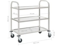 vidaXL 3-Stufiger Servierwagen 95x45x83,5 cm Edelstahl< Servierwagen