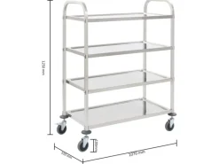 Online vidaXL 4-Stufiger Servierwagen 107 x 55 x 125 cm Edelstahl
