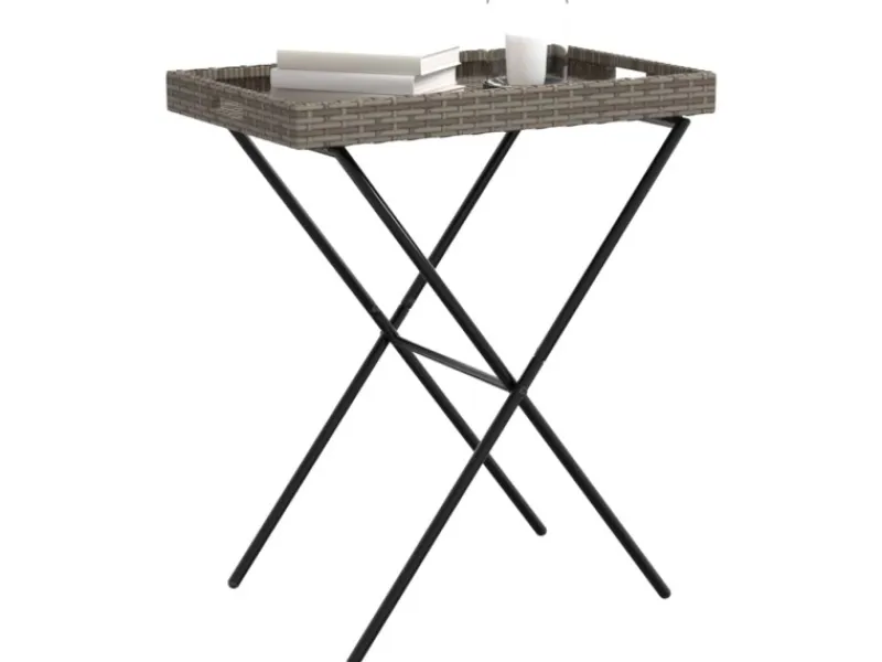 Servierwagen<vidaXL Tabletttisch Klappbar 65x40x75 cm Poly Rattan 365129
