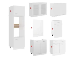 vidaXL 7-tlg Küchenzeile Weiß Holzwerkstoff Modell 1< Einbauküchen|Küchenschränke