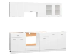 vidaXL 8-tlg Küchenzeile Weiß Holzwerkstoff Modell 1< Küchenschränke
