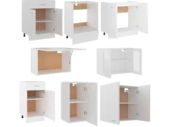 vidaXL 8-tlg Küchenzeile Weiß Holzwerkstoff Modell 1< Küchenschränke