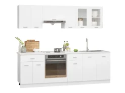 vidaXL 8-tlg Küchenzeile Weiß Holzwerkstoff Modell 1< Küchenschränke