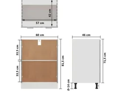 Küchenschränke|Töpfe<vidaXL Unterschrank Grau Sonoma 60x46x81,5 cm Holzwerkstoff