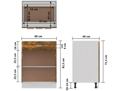 vidaXL Unterschrank mit Schublade Räuchereiche 60x46x81,5 cm< Küchenschränke