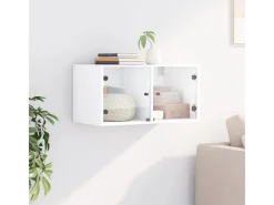 Küchen-Ordnungssysteme<vidaXL Wandschrank mit Glastüren Weiß 68,5x37x35 cm