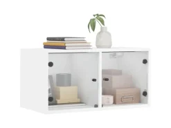 Küchen-Ordnungssysteme<vidaXL Wandschrank mit Glastüren Weiß 68,5x37x35 cm