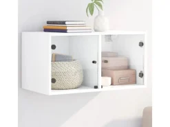 Küchen-Ordnungssysteme<vidaXL Wandschrank mit Glastüren Weiß 68,5x37x35 cm