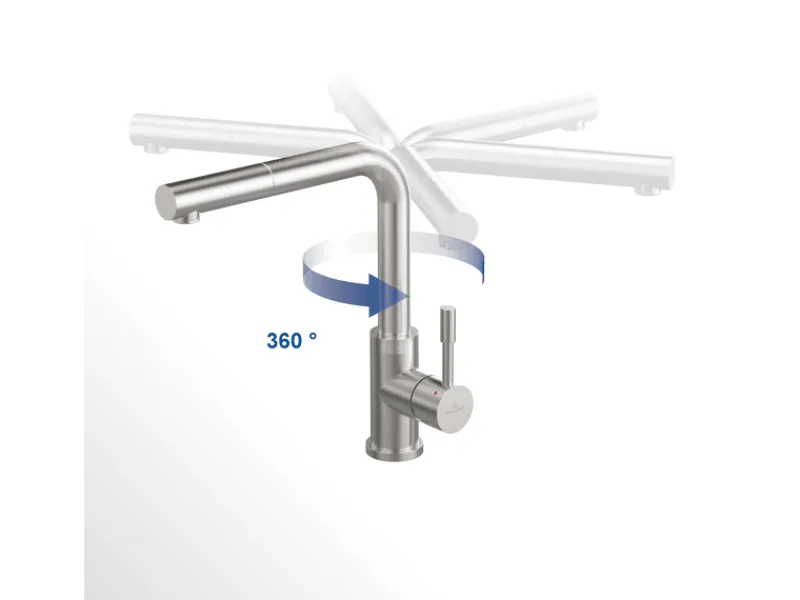 Villeroy & Boch Einhebelmischer<Küchenarmatur Steel Shower Hochdruck-Armatur Ausziehbare Brause Wassersparend Edelstahl Massiv