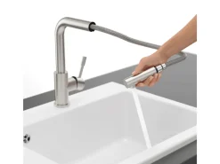 Villeroy & Boch Einhebelmischer<Küchenarmatur Steel Shower Hochdruck-Armatur Ausziehbare Brause Wassersparend Edelstahl Massiv