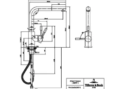 Villeroy & Boch Einhebelmischer<Küchenarmatur Steel Shower Hochdruck-Armatur Ausziehbare Brause Wassersparend Edelstahl Massiv