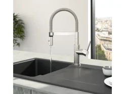Villeroy & Boch Küchenarmatur Steel Expert Compact Hochdruck Armatur Umschaltfunktion Wassersparend Edelstahl Massiv< Einhebelmischer