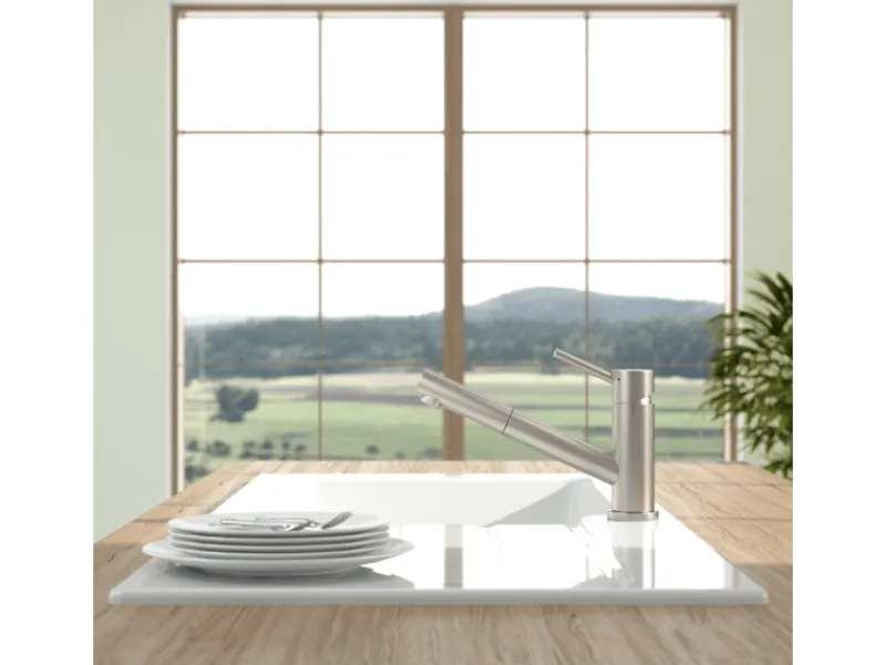 Villeroy & Boch Küchenarmatur Como Shower Hochdruck-Armatur Ausziehbare Brause Wassersparend Edelstahl Massiv< Einhebelmischer
