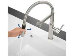 Villeroy & Boch Küchenarmatur Steel Expert 2-0 Hochdruck Armatur Umschaltfunktion Wassersparend Edelstahl Massiv< Einhebelmischer