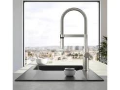 Villeroy & Boch Küchenarmatur Steel Expert 2-0 Hochdruck Armatur Umschaltfunktion Wassersparend Edelstahl Massiv< Einhebelmischer