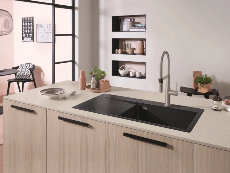 Villeroy & Boch Küchenarmatur Steel Expert 2-0 Hochdruck Armatur Umschaltfunktion Wassersparend Edelstahl Massiv< Einhebelmischer