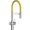 Best VIZIO 4 Wege Wasserhahn Küchenarmatur FC mit 360° Schwenkbarem Auslauf Abnehmbare 2 Strahl Handbrause Verchromt   Gelb