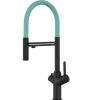 VIZIO 4 Wege Wasserhahn Küchenarmatur BOD mit 360° Schwenkbarem Auslauf Abnehmbare 2 Strahl Handbrause Schwarz Matt   Türkis< Einhebelmischer