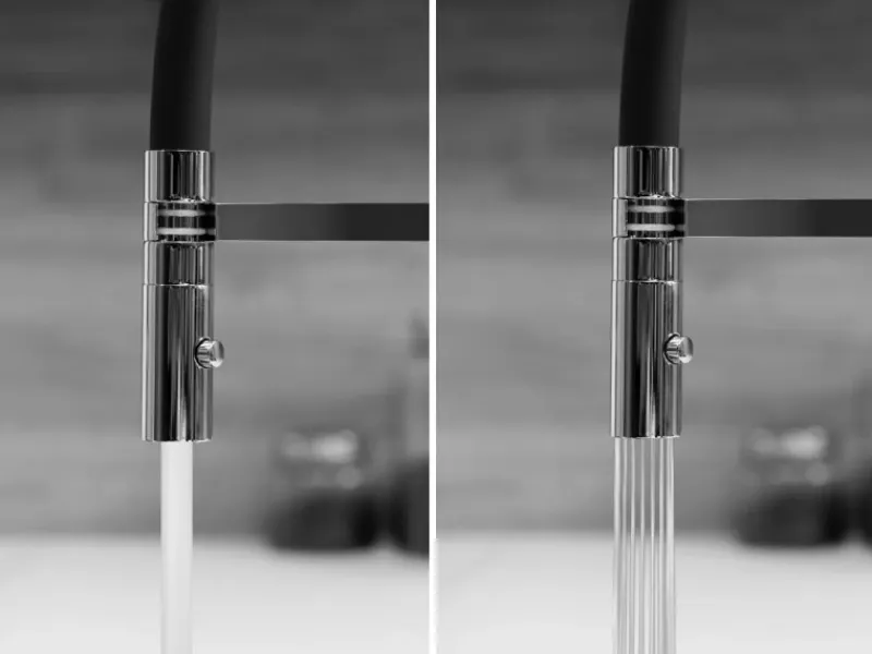 VIZIO 4 Wege Wasserhahn Küchenarmatur BOD mit 360° Schwenkbarem Auslauf Abnehmbare 2 Strahl Handbrause Schwarz Matt Türkis< Einhebelmischer
